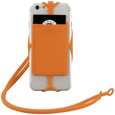 Силіконовий картхолдер RFID зі шнурком, колір оранжевий - 13425804- Фото №4