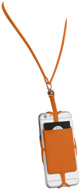 Силіконовий картхолдер RFID зі шнурком, колір оранжевий - 13425804- Фото №5