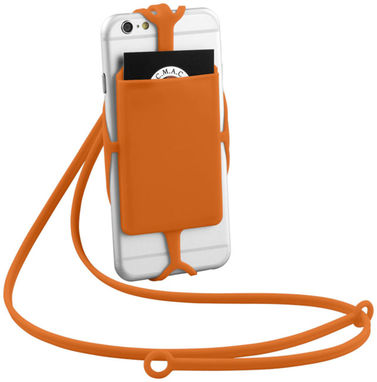 Силіконовий картхолдер RFID зі шнурком, колір оранжевий - 13425804- Фото №6