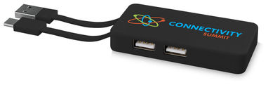 Хаб USB Grid , цвет сплошной черный - 13426800- Фото №2
