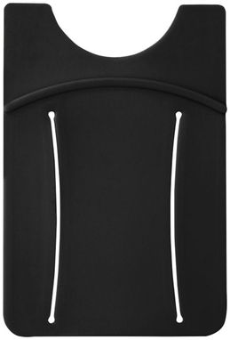 Силиконовый картхолдер для телефона с отверстием для пальца, цвет сплошной черный - 13427000- Фото №2