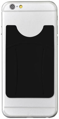 Силіконовий картхолдер для телефону з отвором для пальця, колір суцільний чорний - 13427000- Фото №5