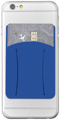 Силіконовий картхолдер для телефону з отвором для пальця, колір яскраво-синій - 13427001- Фото №1