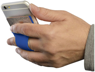 Силіконовий картхолдер для телефону з отвором для пальця, колір яскраво-синій - 13427001- Фото №5