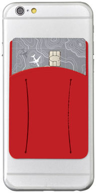 Силіконовий картхолдер для телефону з отвором для пальця, колір червоний - 13427003- Фото №1