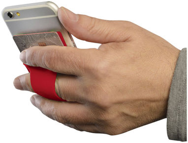 Силиконовый картхолдер для телефона с отверстием для пальца, цвет красный - 13427003- Фото №5