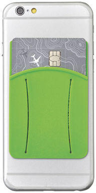 Силиконовый картхолдер для телефона с отверстием для пальца, цвет лайм - 13427004- Фото №1