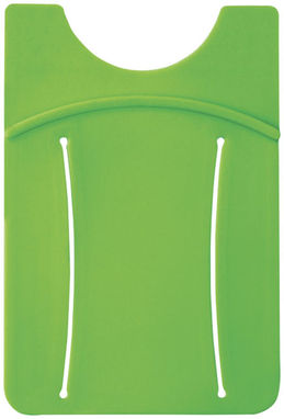 Силиконовый картхолдер для телефона с отверстием для пальца, цвет лайм - 13427004- Фото №3