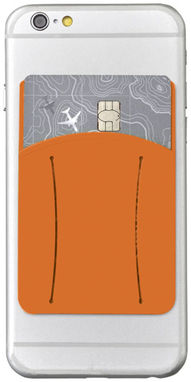 Силиконовый картхолдер для телефона с отверстием для пальца, цвет оранжевый - 13427005- Фото №1