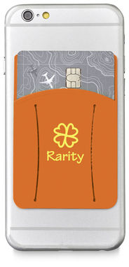 Силиконовый картхолдер для телефона с отверстием для пальца, цвет оранжевый - 13427005- Фото №2