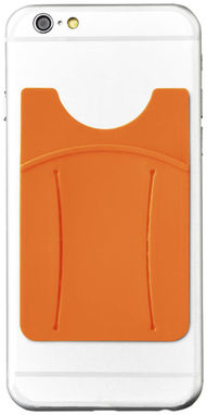 Силіконовий картхолдер для телефону з отвором для пальця, колір оранжевий - 13427005- Фото №6