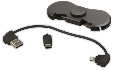 Спиннер с зарядными кабелями, цвет сплошной черный - 13427600- Фото №7