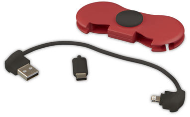 Спінер із зарядними кабелями, колір червоний - 13427603- Фото №7