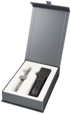 Подарункова коробка з шкіряним чохлом для ручки, колір сірий - 18980600- Фото №2