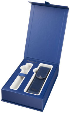 Подарункова коробка з чохлом для ручки зі шкіри, колір синій - 18981200- Фото №1