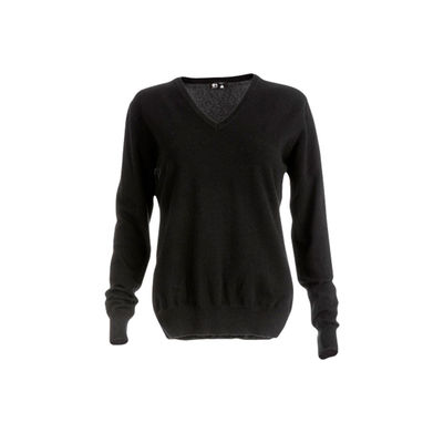 THC MILAN WOMEN. Жіночий пуловер з v-подібним вирізом, колір чорний  розмір L - 30150-103-L- Фото №1