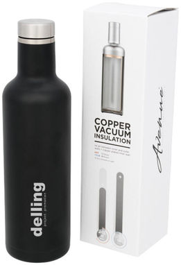 Медная вакуумная изолированная бутылка Pinto, цвет сплошной черный - 10051700- Фото №2