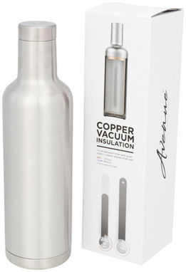 Мідна вакуумна ізольована пляшка Pinto, колір срібний - 10051701- Фото №1