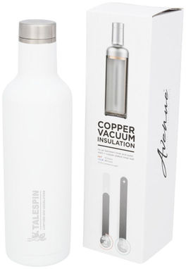 Медная вакуумная изолированная бутылка Pinto, цвет белый - 10051702- Фото №2