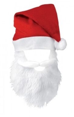 Шапка Деда Мороза с бородой, цвет красный - AP741100-05- Фото №1