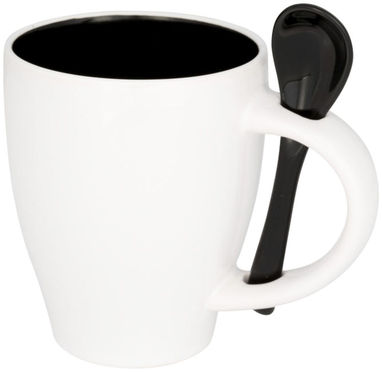 Чашка с ложкой Nadu , цвет сплошной черный - 10052500- Фото №1