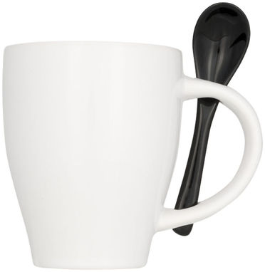 Чашка з ложкою Nadu, колір суцільний чорний - 10052500- Фото №4