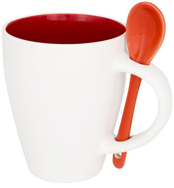 Чашка з ложкою Nadu, колір червоний - 10052502- Фото №1