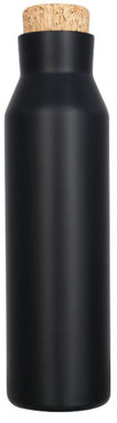 Норсовая медная вакуумная изолированная бутылка с пробкой, цвет сплошной черный - 10053500- Фото №3