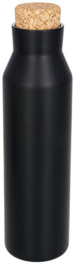 Норсовая медная вакуумная изолированная бутылка с пробкой, цвет сплошной черный - 10053500- Фото №5