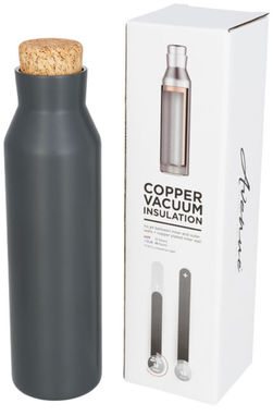Норсовая мідна вакуумна ізольована пляшка з пробкою, колір сірий - 10053501- Фото №1