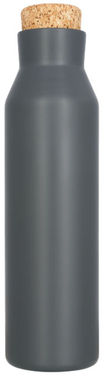 Норсовая мідна вакуумна ізольована пляшка з пробкою, колір сірий - 10053501- Фото №3