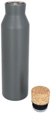 Норсовая мідна вакуумна ізольована пляшка з пробкою, колір сірий - 10053501- Фото №4
