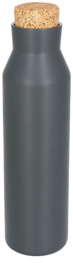 Норсовая мідна вакуумна ізольована пляшка з пробкою, колір сірий - 10053501- Фото №5