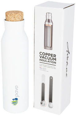 Норсовая медная вакуумная изолированная бутылка с пробкой, цвет белый - 10053502- Фото №2