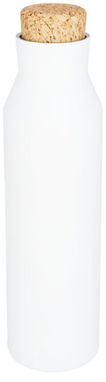 Норсовая медная вакуумная изолированная бутылка с пробкой, цвет белый - 10053502- Фото №5