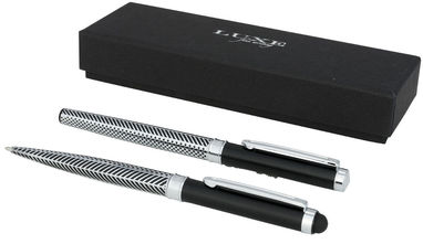 Набір ручок Empire, колір сріблястий, суцільний чорний - 10712900- Фото №1
