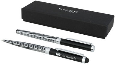 Набір ручок Empire, колір сріблястий, суцільний чорний - 10712900- Фото №2