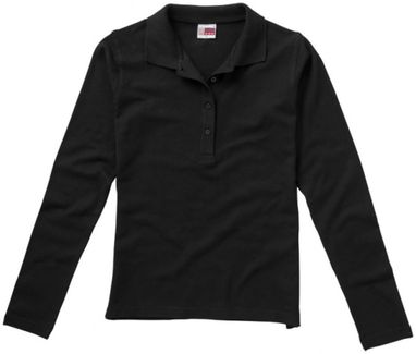 Женская рубашка поло Seattle с длинными рукавами, цвет черный  размер S - XXL - 31105991- Фото №4