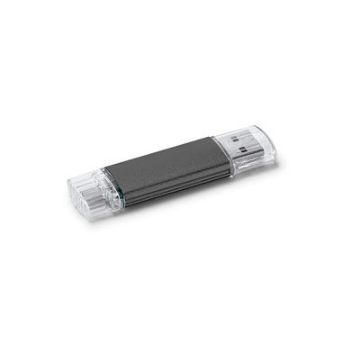 Флешка с USB и micro USB 16GB, цвет черный - 97518.03-16GB- Фото №1