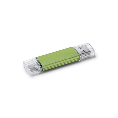 Флешка с USB и micro USB 16GB, цвет светло-зеленый - 97518.22-16GB- Фото №1