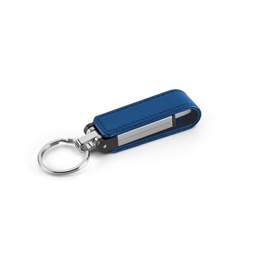 Шкіряна флешка-брелок 16GB, колір синій - 97523.04-16GB- Фото №1
