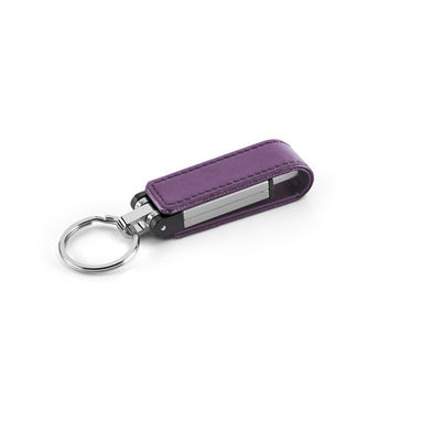 Кожаная флешка-брелок 16GB, цвет фиолетовый - 97523.19-16GB- Фото №1