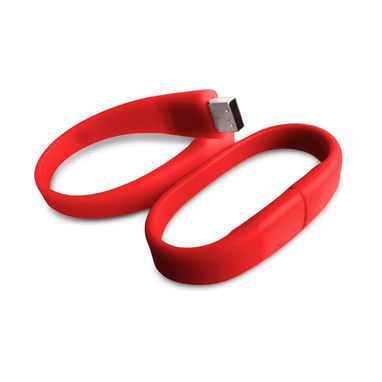 Флешка-браслет USB 16GB, цвет красный - 97664.05-16GB- Фото №1