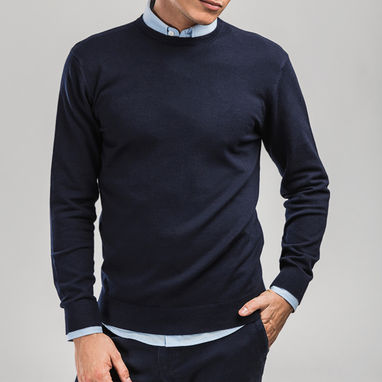MILAN RN. Пуловер з заокругленим вирізом горла для чоловіків, колір чорний  розмір S - 30210-103-S- Фото №1