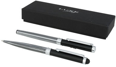 Набір ручок Empire, колір сріблястий, суцільний чорний - 10712900- Фото №6