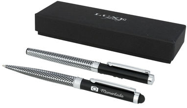 Набір ручок Empire, колір сріблястий, суцільний чорний - 10712900- Фото №7