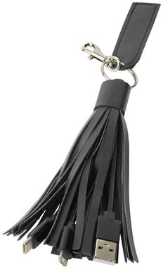 Тканинний кабель для зарядки Tassel , колір суцільний чорний - 12396400- Фото №8