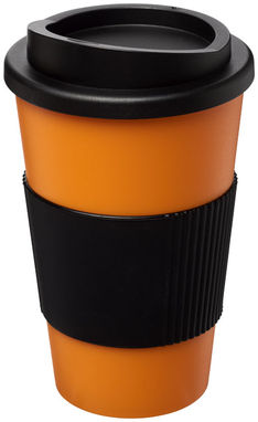 Термокружка Americano , колір помаранчевий, суцільний чорний - 21000222- Фото №1