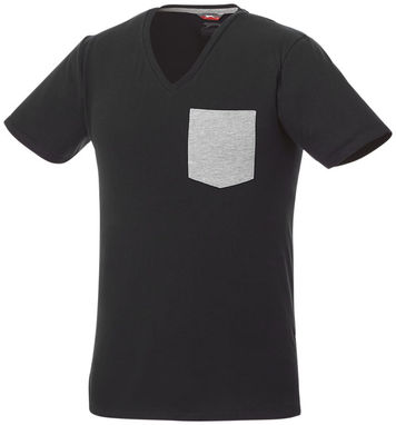 Футболка Gully мужская с коротким рукавом и кармашком, цвет сплошной черный, серый  размер XS - 33023990- Фото №1