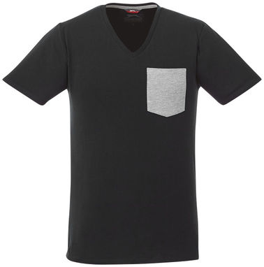Футболка Gully мужская с коротким рукавом и кармашком, цвет сплошной черный, серый  размер XL - 33023994- Фото №3